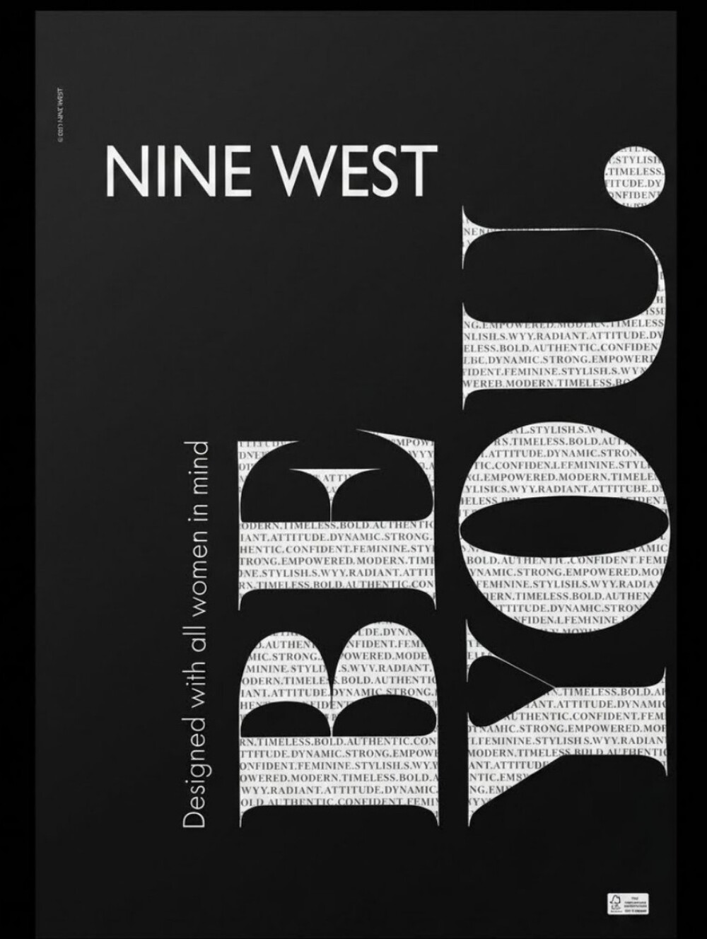 Nine West Black and White Typographic Store Display Double Sided Wall Sign